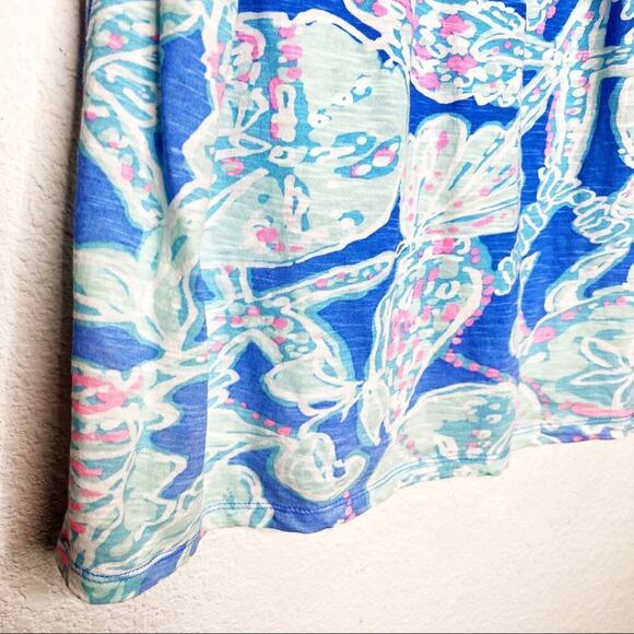 Lilly Pulitzer Into the Deep Arya Tank Top Notch V Neck 100% Slub Cotton XS - Picture 6 of 10